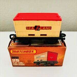 Vintage 1977 Matchbox New No. 25 Flat Car / CONTAINER In Box